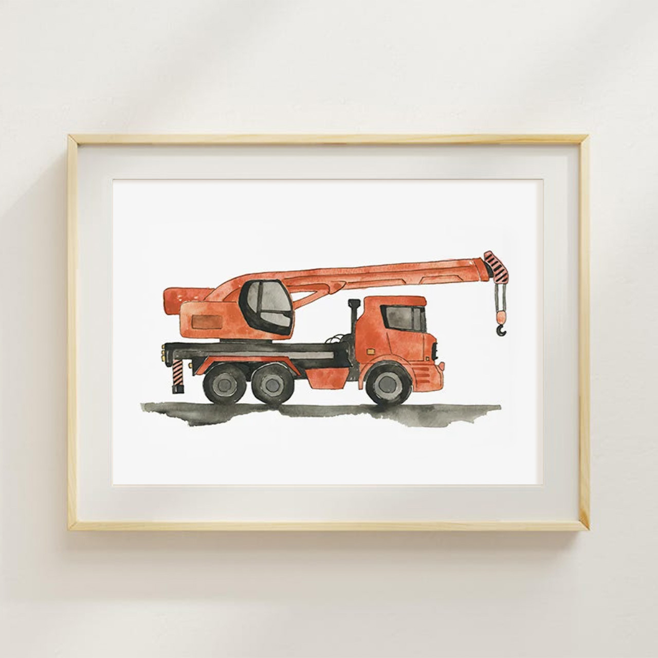 Set Of 6 Construction Vehicle Digital Nursery Wall Art