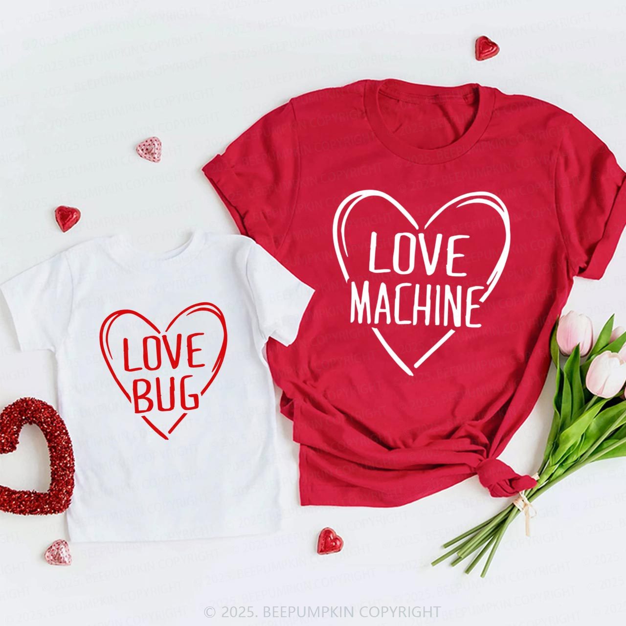 Personalized Playful Love Hearts Valentine's Day Family Shirt