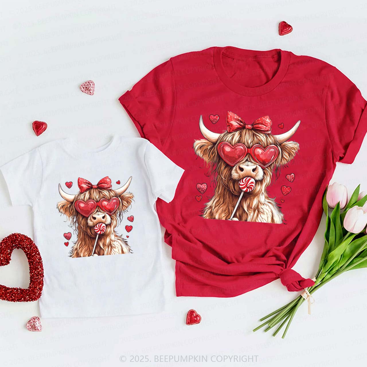 Highland Cow Valentine's Day Family Shirt