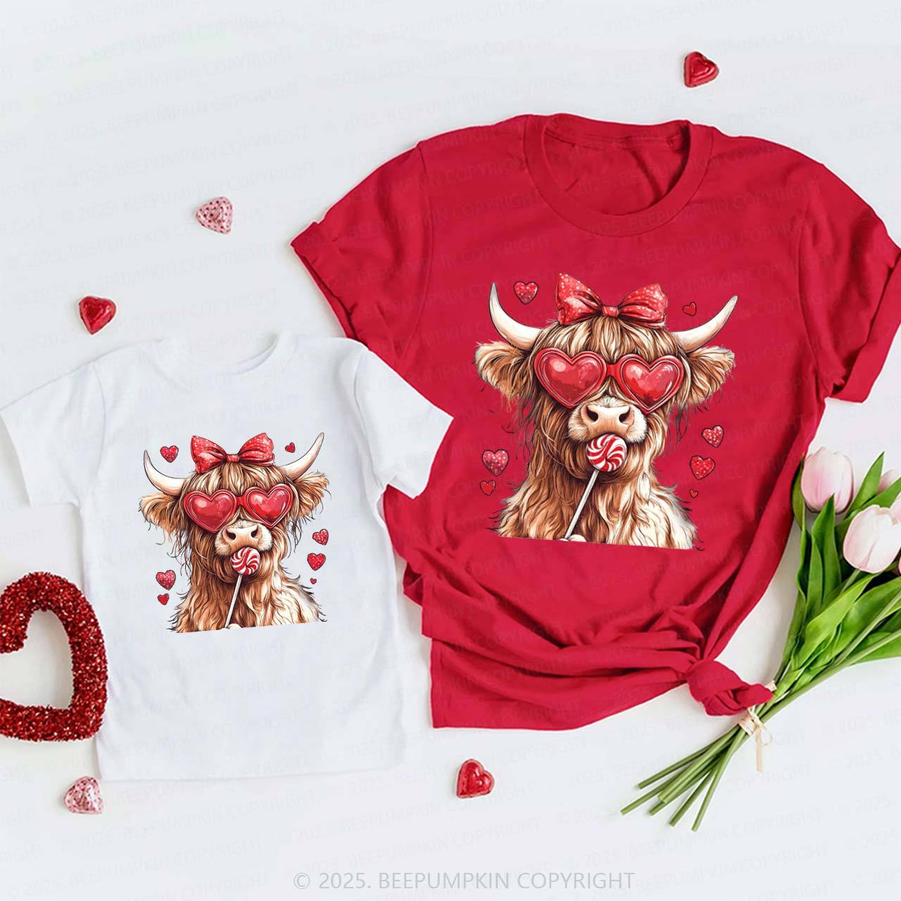 Highland Cow Valentine's Day Family Shirt