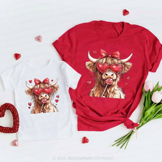 Highland Cow Valentine's Day Family Shirt