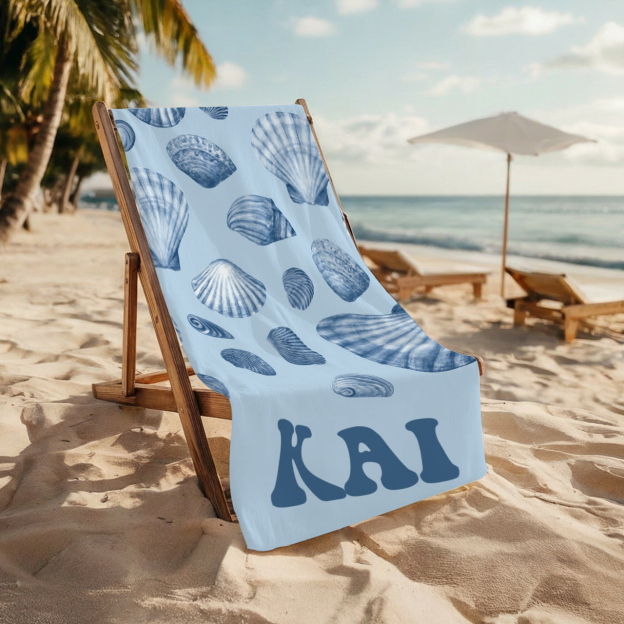 Personalized Seashell Beach Towel