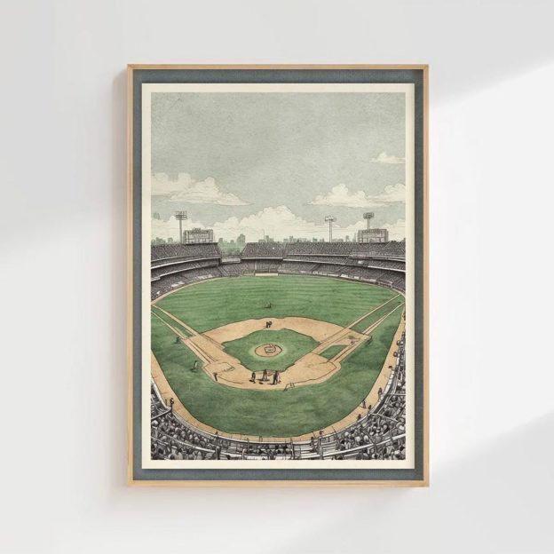 Set Of 6 Retro Ballpark Digital Nursery Wall Art