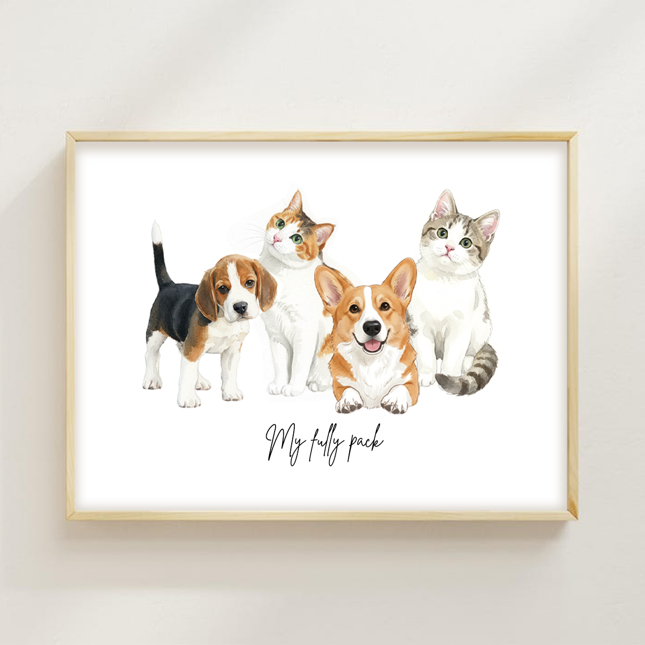 Personalized Watercolor Pet Portrait Digital Nursery Wall Art
