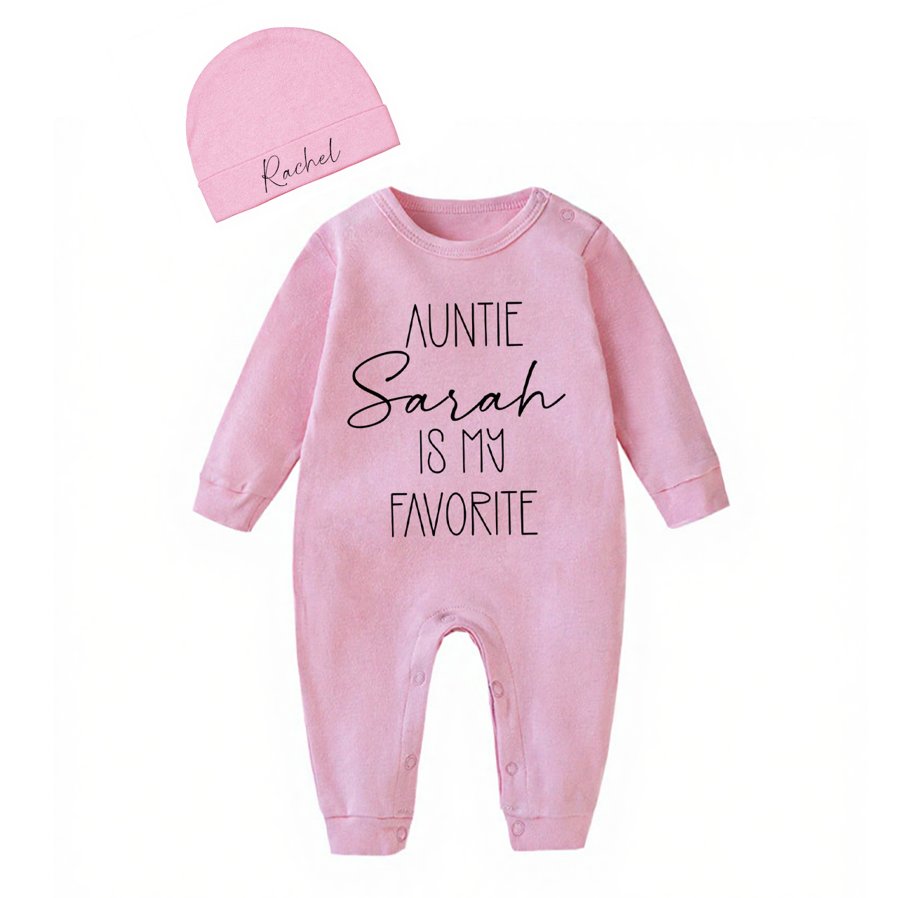 2 Pieces Personalized Auntie Is My Favorite Baby Rompers Sets