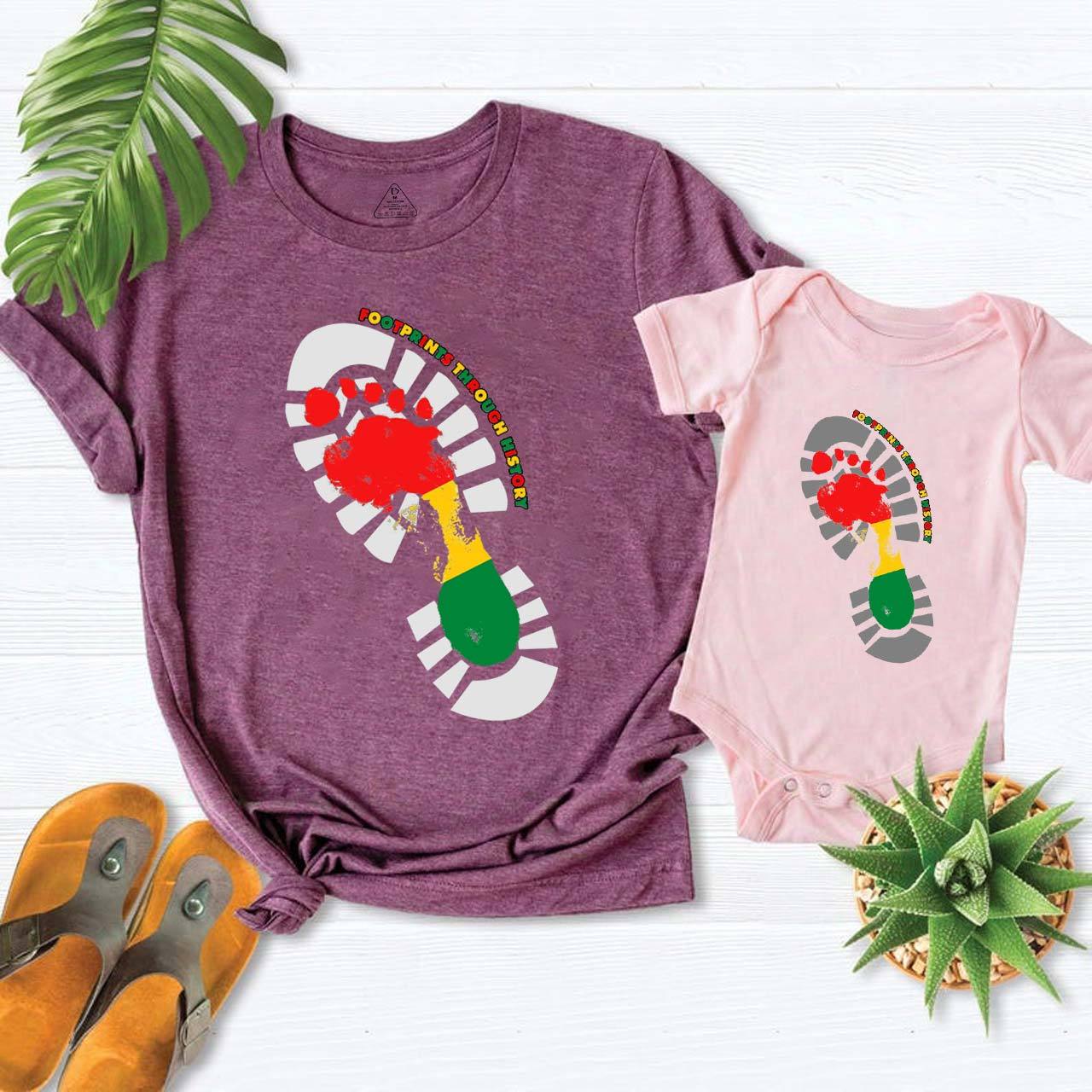 Black History Month Footprint Mom&Me Matching Tees
