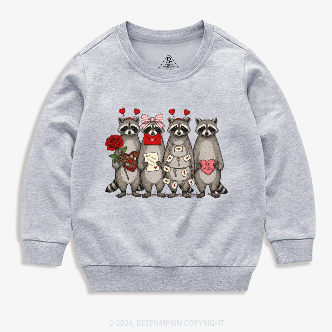 Feral Raccoon Valentine's Day Kid's Sweatshirt