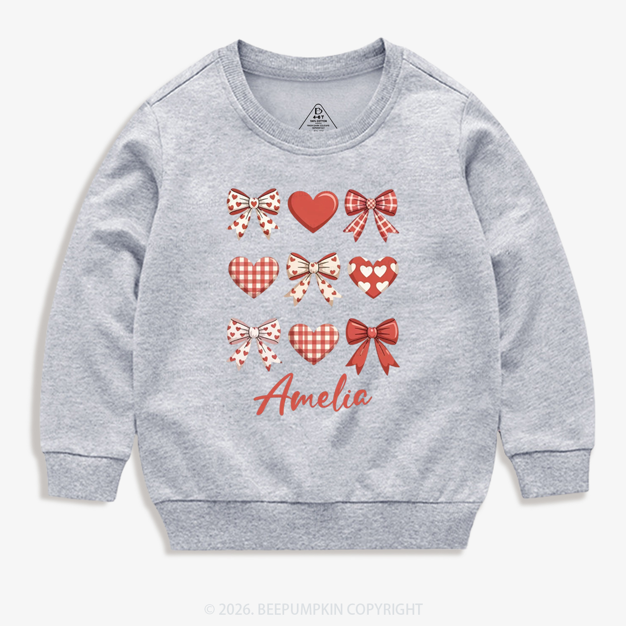 Personalized Bow Heart Valentine's Day Kid's Sweatshirt