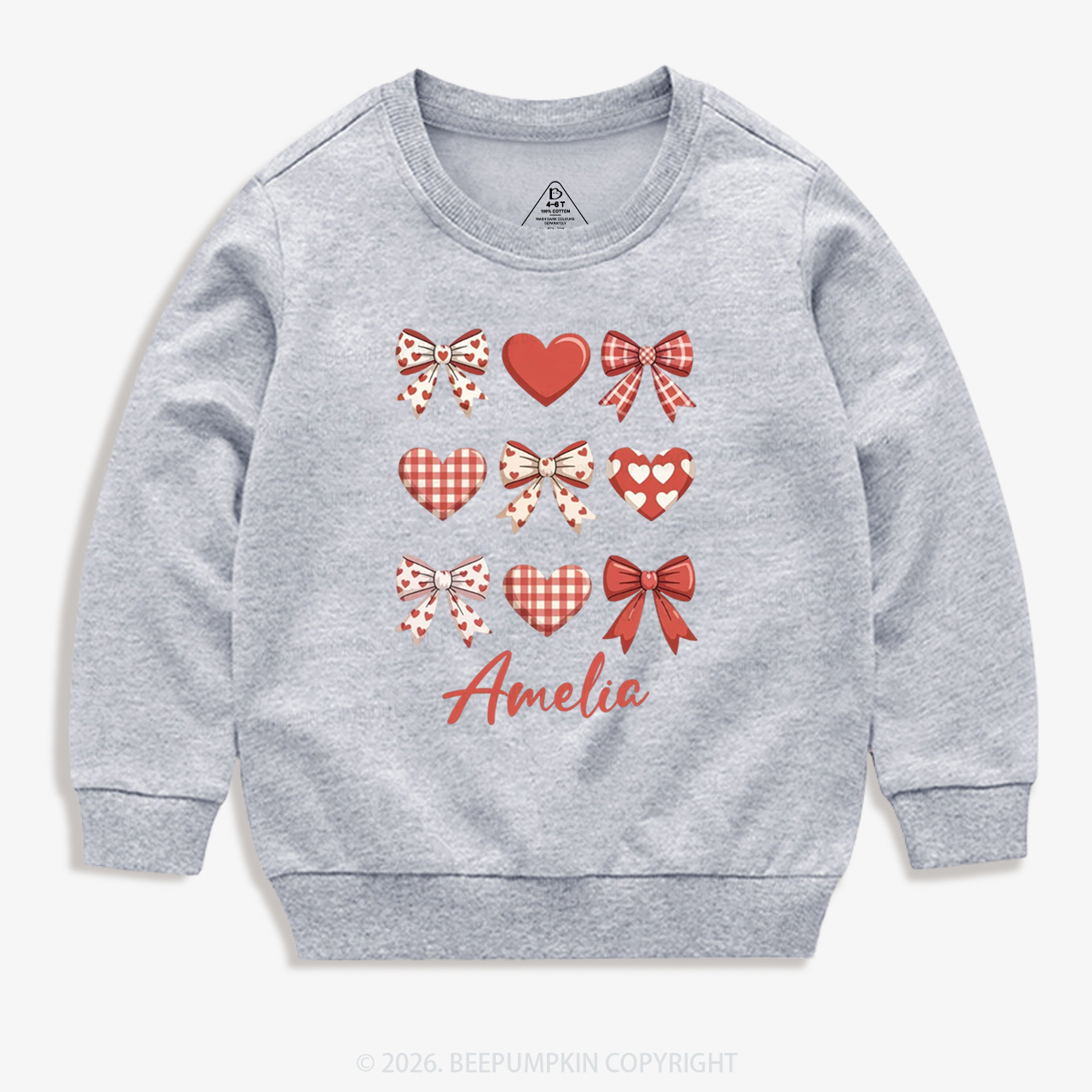 Personalized Bow Heart Valentine's Day Kid's Sweatshirt