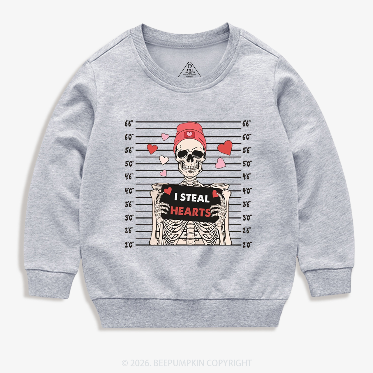 I Steal Hearts Skeleton Valentine's Day Kid's Sweatshirt