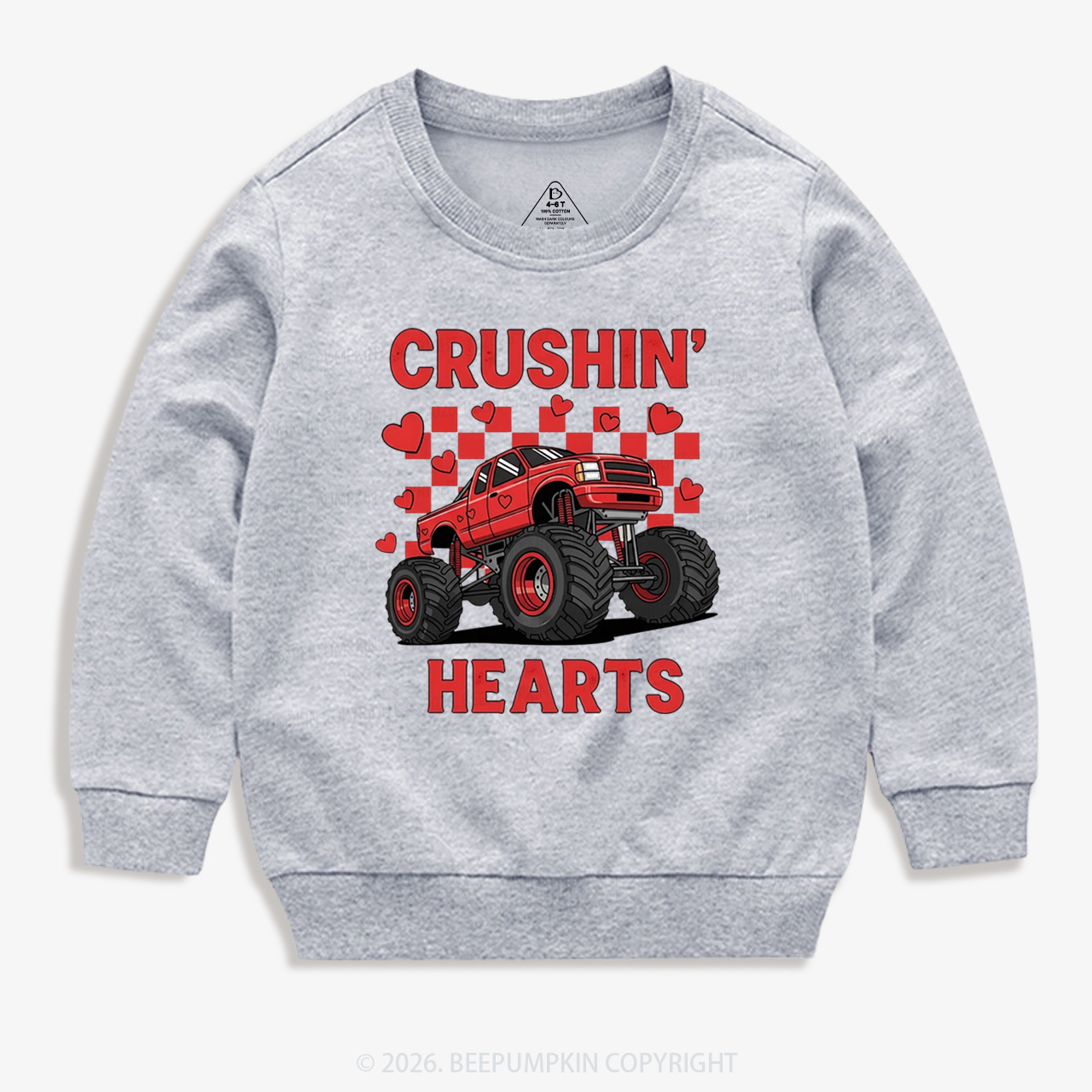 Crushin' Hearts Truck Valentine's Day Kid's Sweatshirt