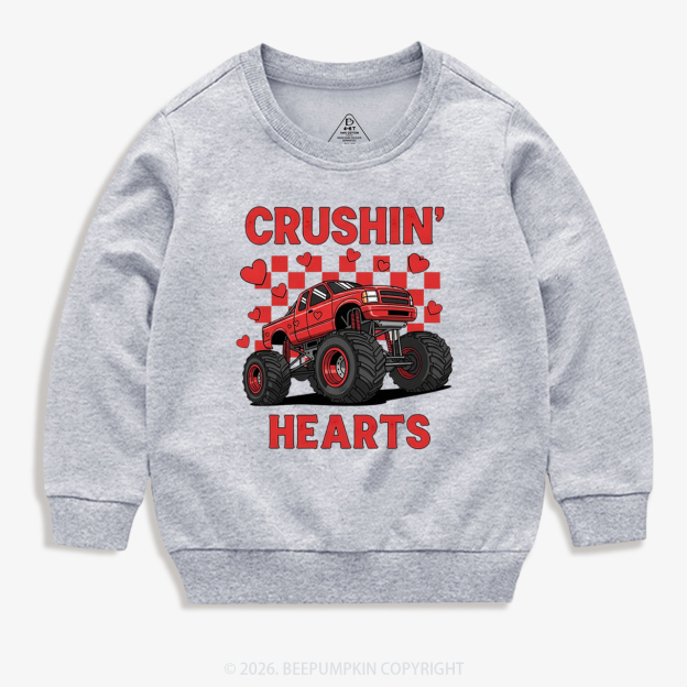 Crushin' Hearts Truck Valentine's Day Kid's Sweatshirt