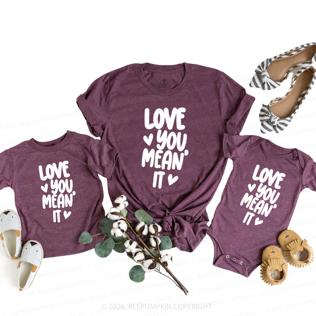 Love you Mean it Valentine's Day Family Shirt