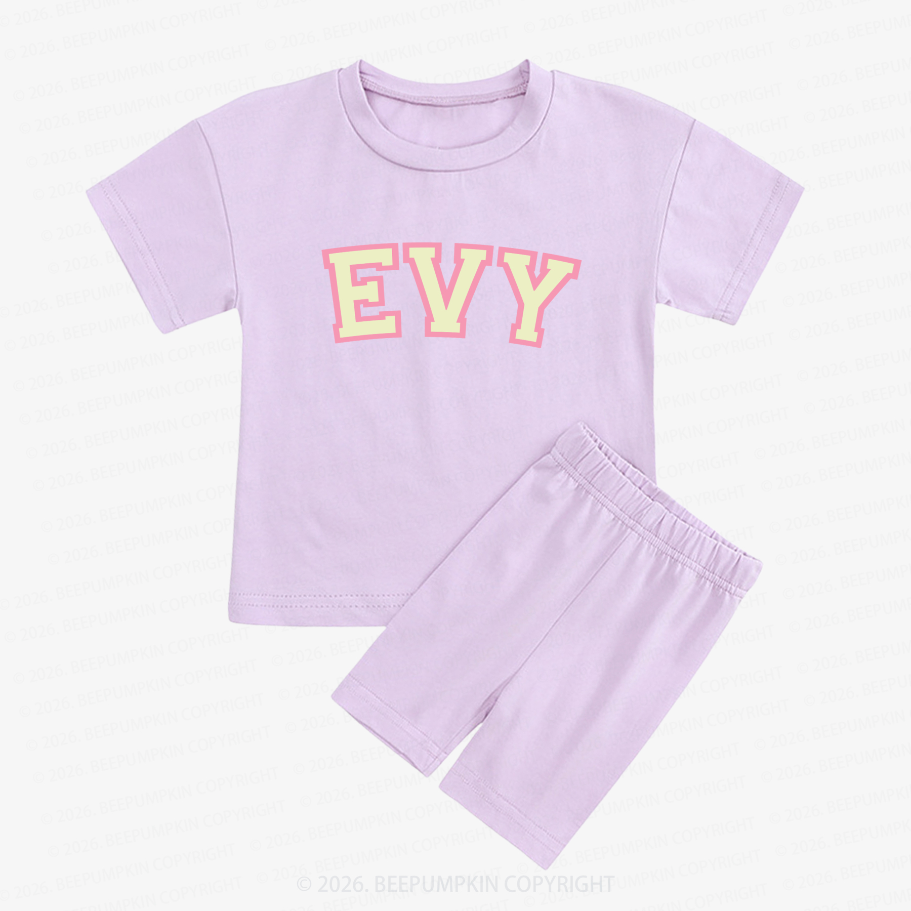 Personalized Name Kids Biker Shorts&Tee