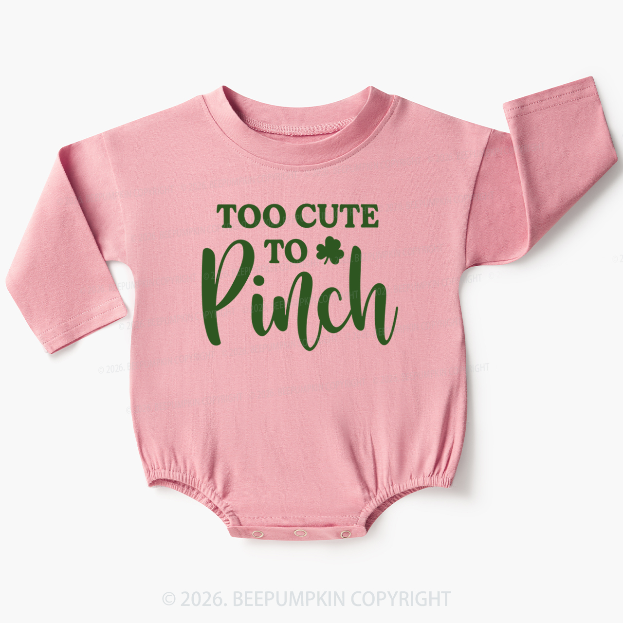 Too Cute To Pinch St. Patrick's Day Baby Bubble Romper Beepumpkin