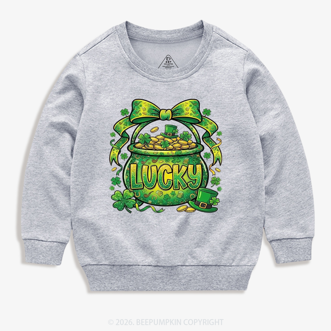 Lucky Shamrock Coquette St. Patrick's Day Kid's Sweatshirt