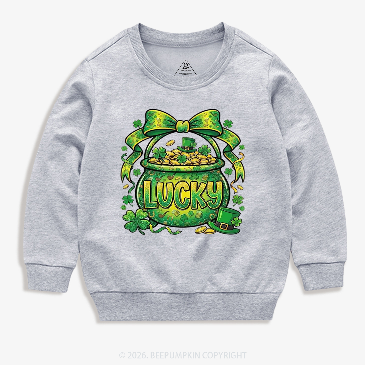 Lucky Shamrock Coquette St. Patrick's Day Kid's Sweatshirt