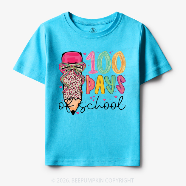 Bow Pencil 100 Days Of  School  Edition Toddler&Kid's Tees