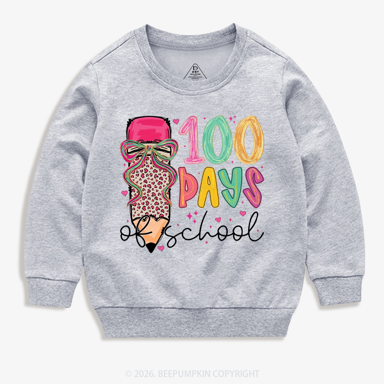 Bow Pencil 100 Days Of  School  Edition Toddler&Kid's Sweatshirt