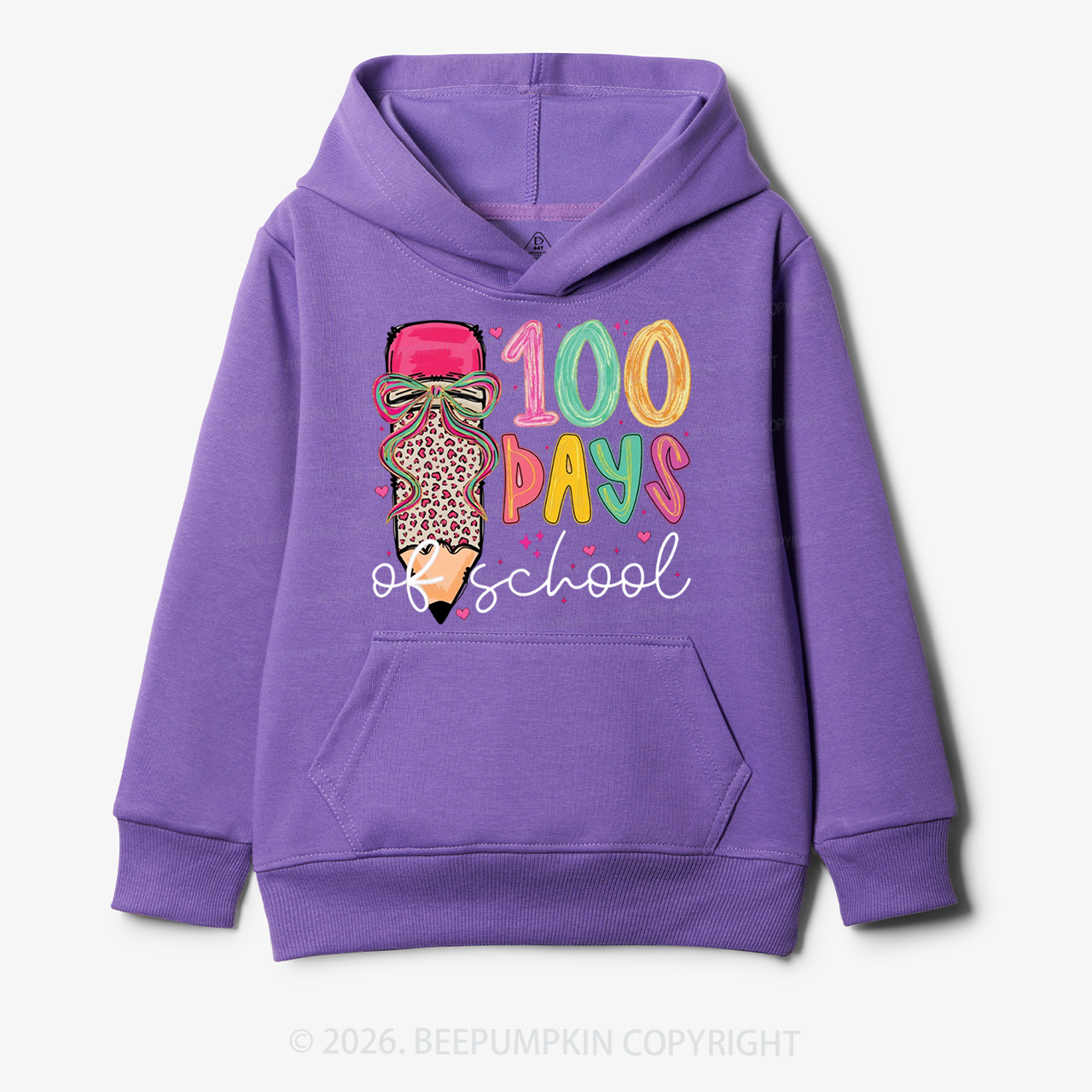 Bow Pencil 100 Days Of  School  Edition Toddler&Kid's Hoodies
