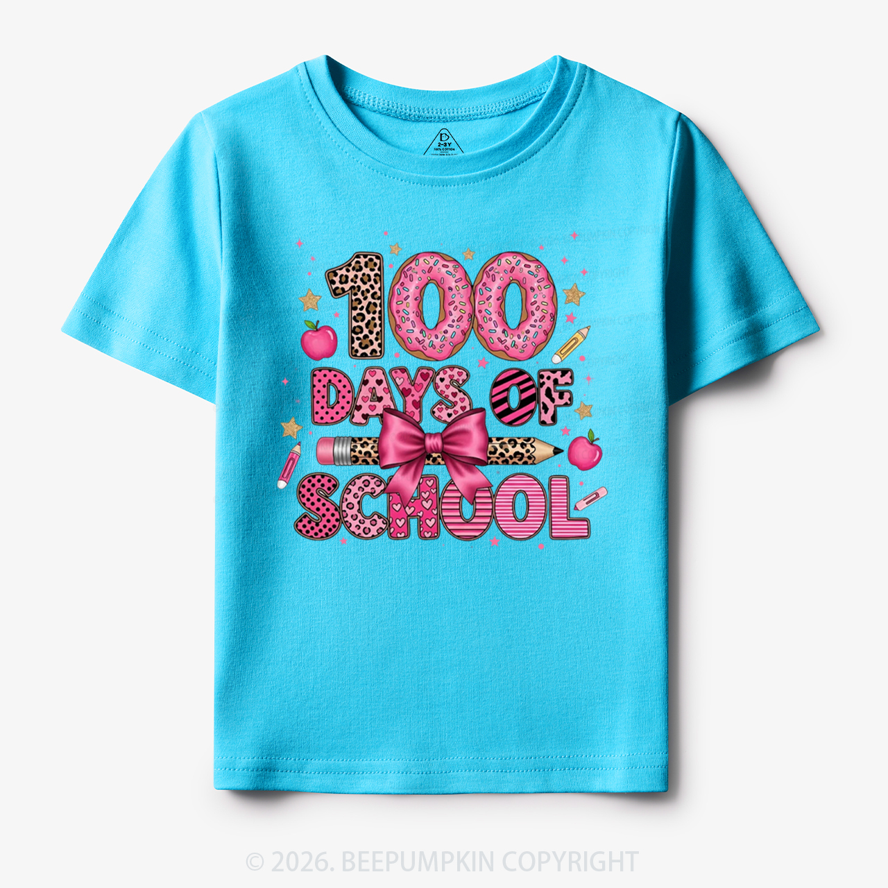 Preppy Pink Bow 100 Days Of School Toddler&Kid's Tees
