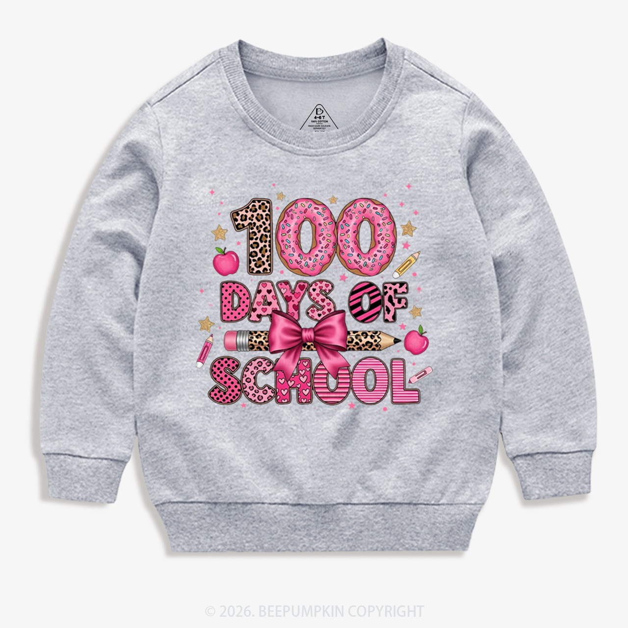 Preppy Pink Bow 100 Days Of School Toddler&Kid's Sweatshirt