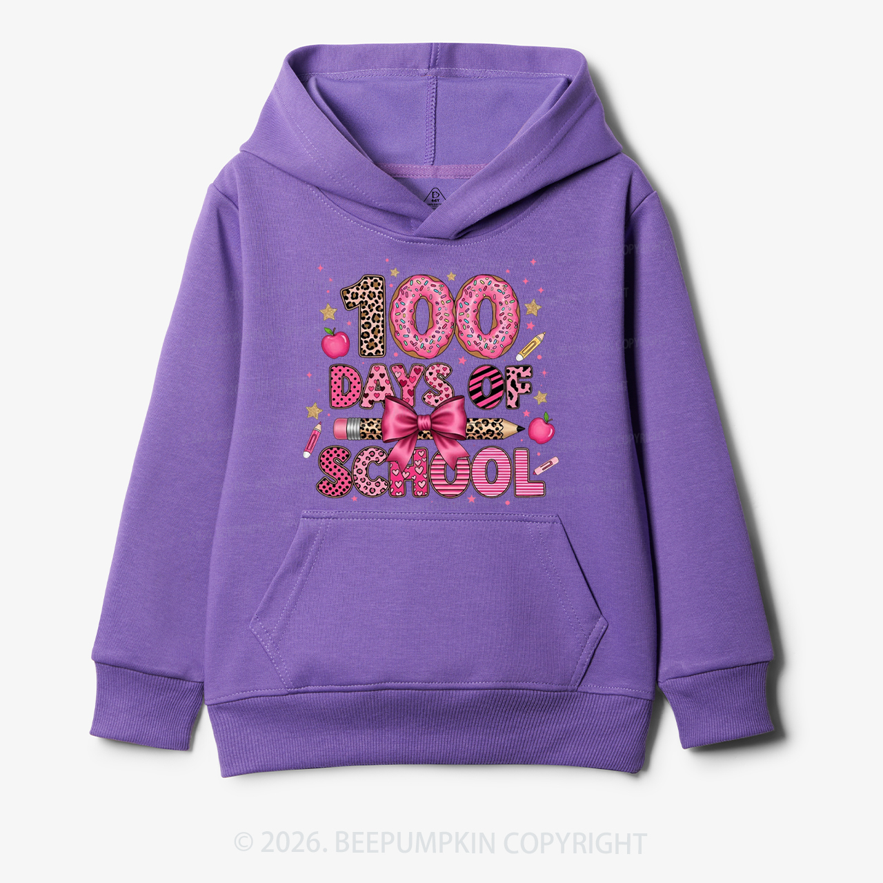 Preppy Pink Bow 100 Days Of School Toddler&Kid's Hoodies