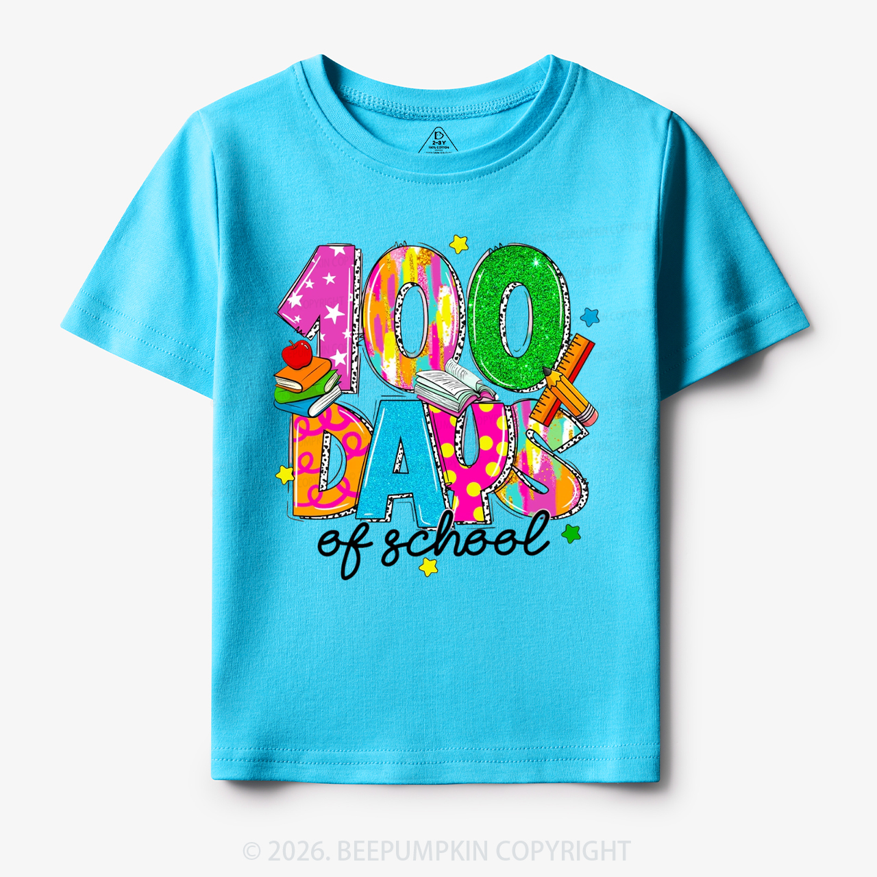 Bright & Fun 100 Days of School Toddler&Kid's Tees