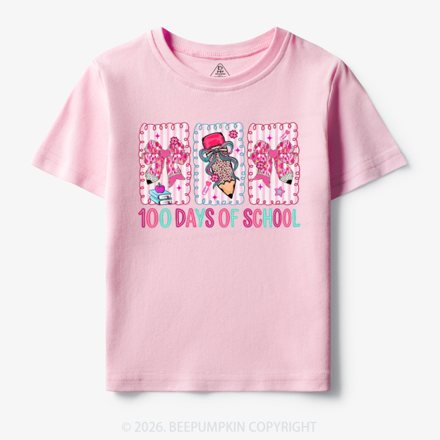100 Days of School Coquette Bow Pencil Toddler&Kid's Tees
