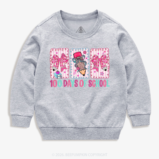 100 Days of School Coquette Bow Pencil Toddler&Kid's Sweatshirt