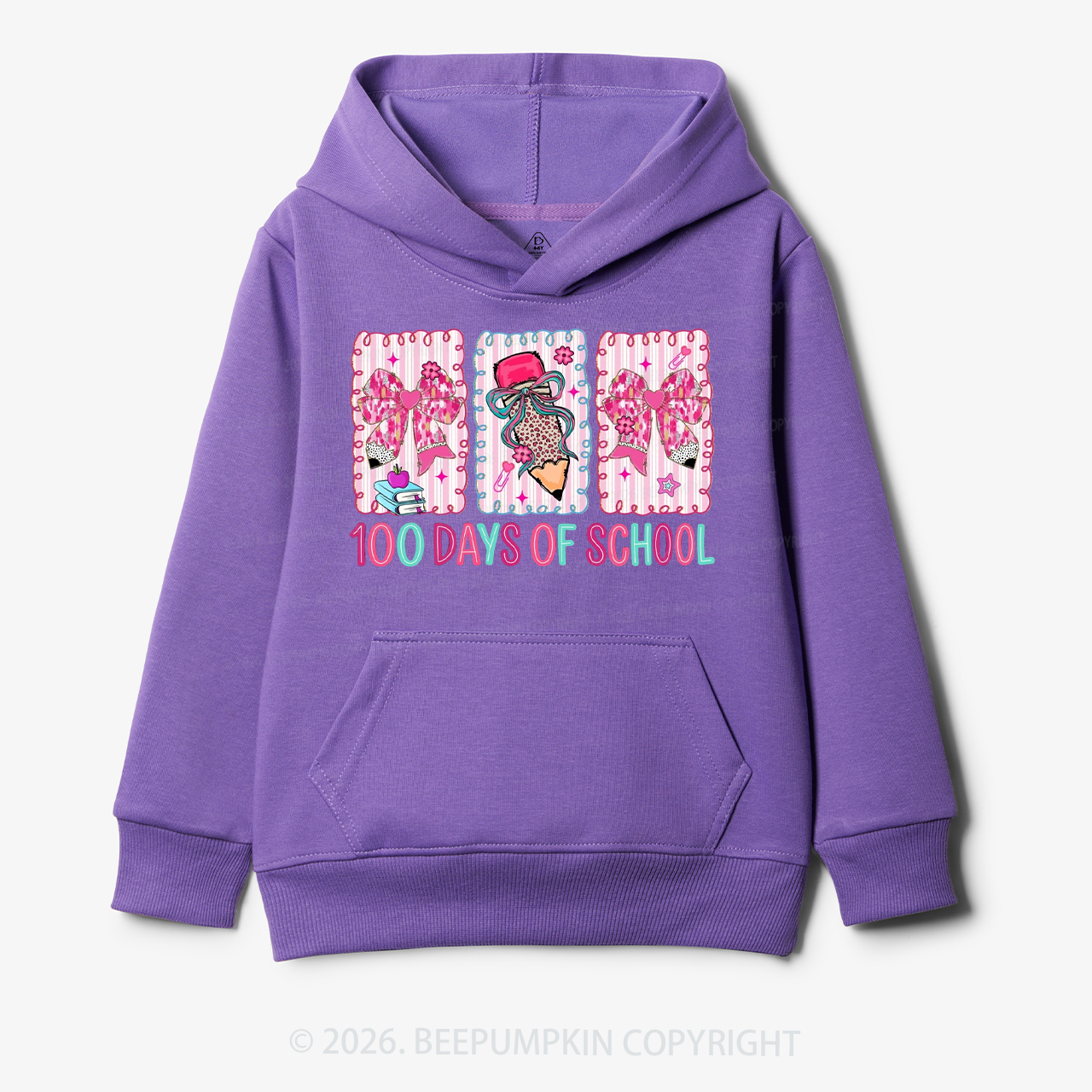 100 Days of School Coquette Bow Pencil Toddler&Kid's Hoodies