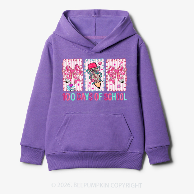 100 Days of School Coquette Bow Pencil Toddler&Kid's Hoodies