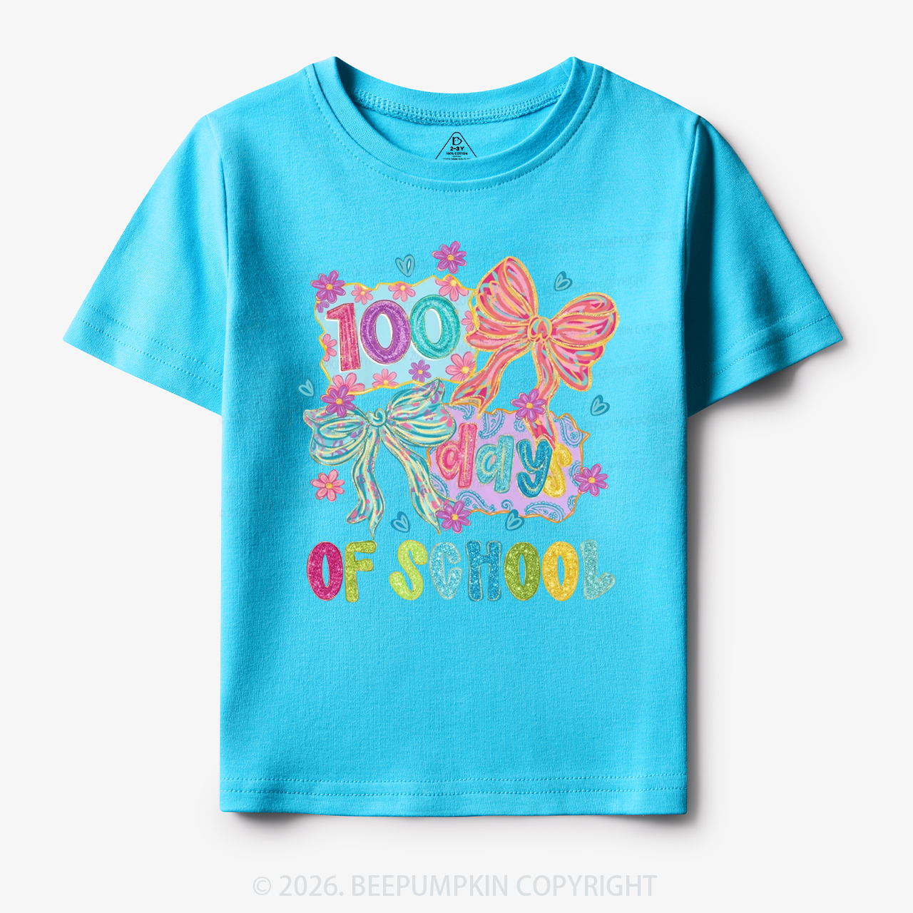 Sparkly Bow 100 Days of School Toddler&Kid's Tees