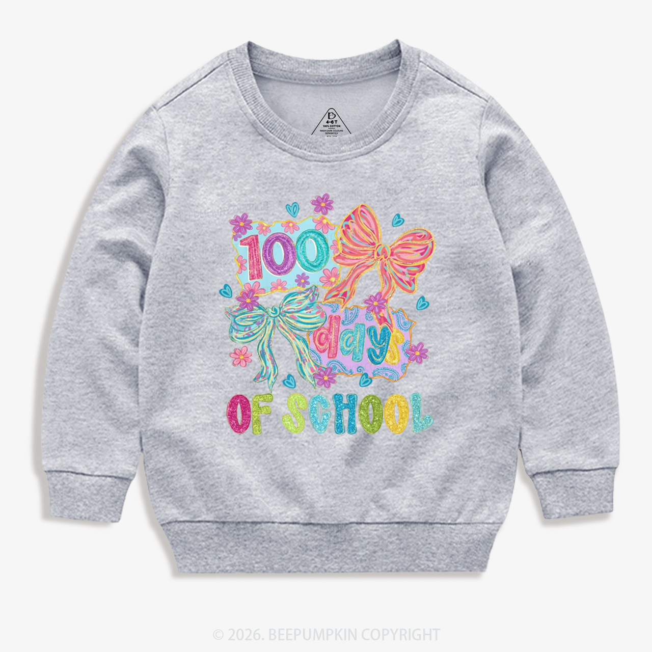 Sparkly Bow 100 Days of School Toddler&Kid's Sweatshirt