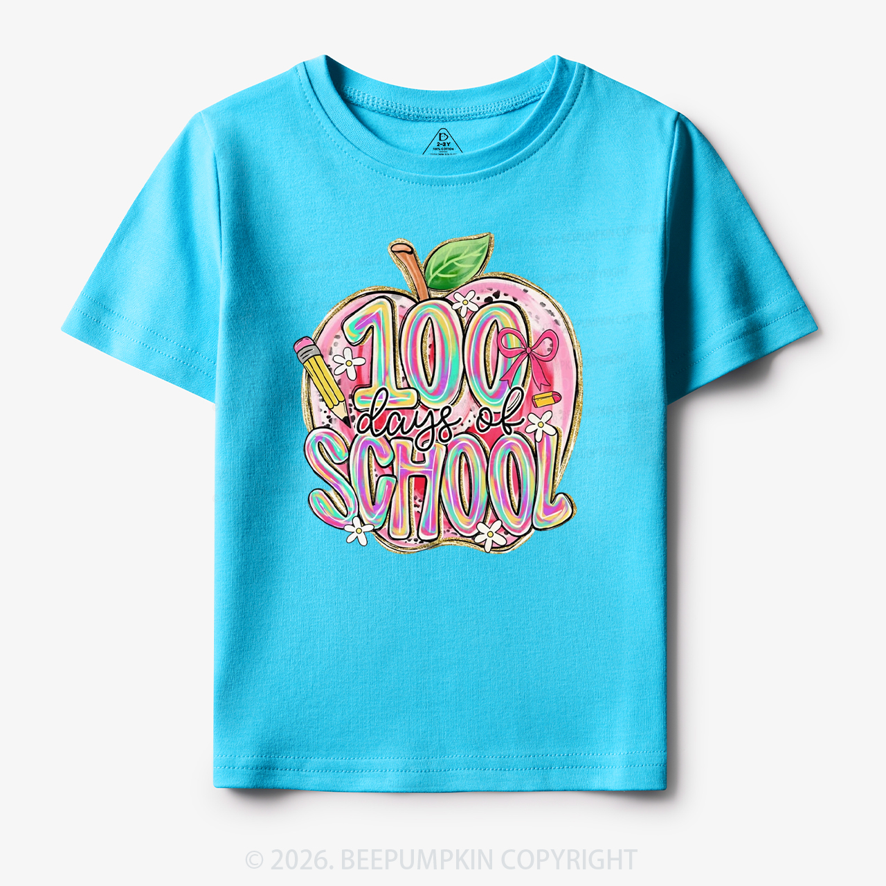 Pink Apple 100 Days of School Toddler&Kid's Tees