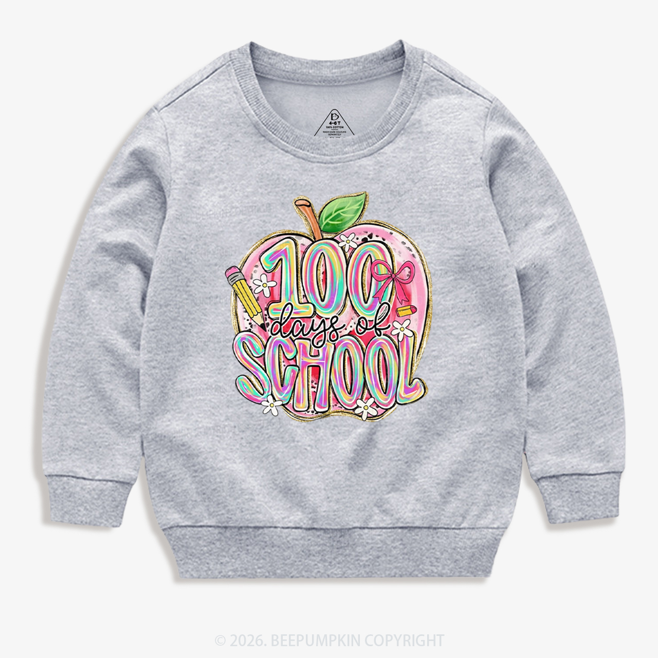 Pink Apple 100 Days of School Toddler&Kid's Sweatshirt