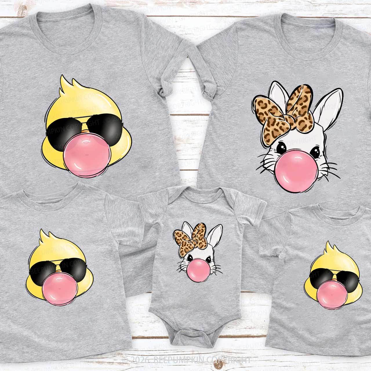 Personalized Chick & Bunny Easter Family Matching T-Shirts