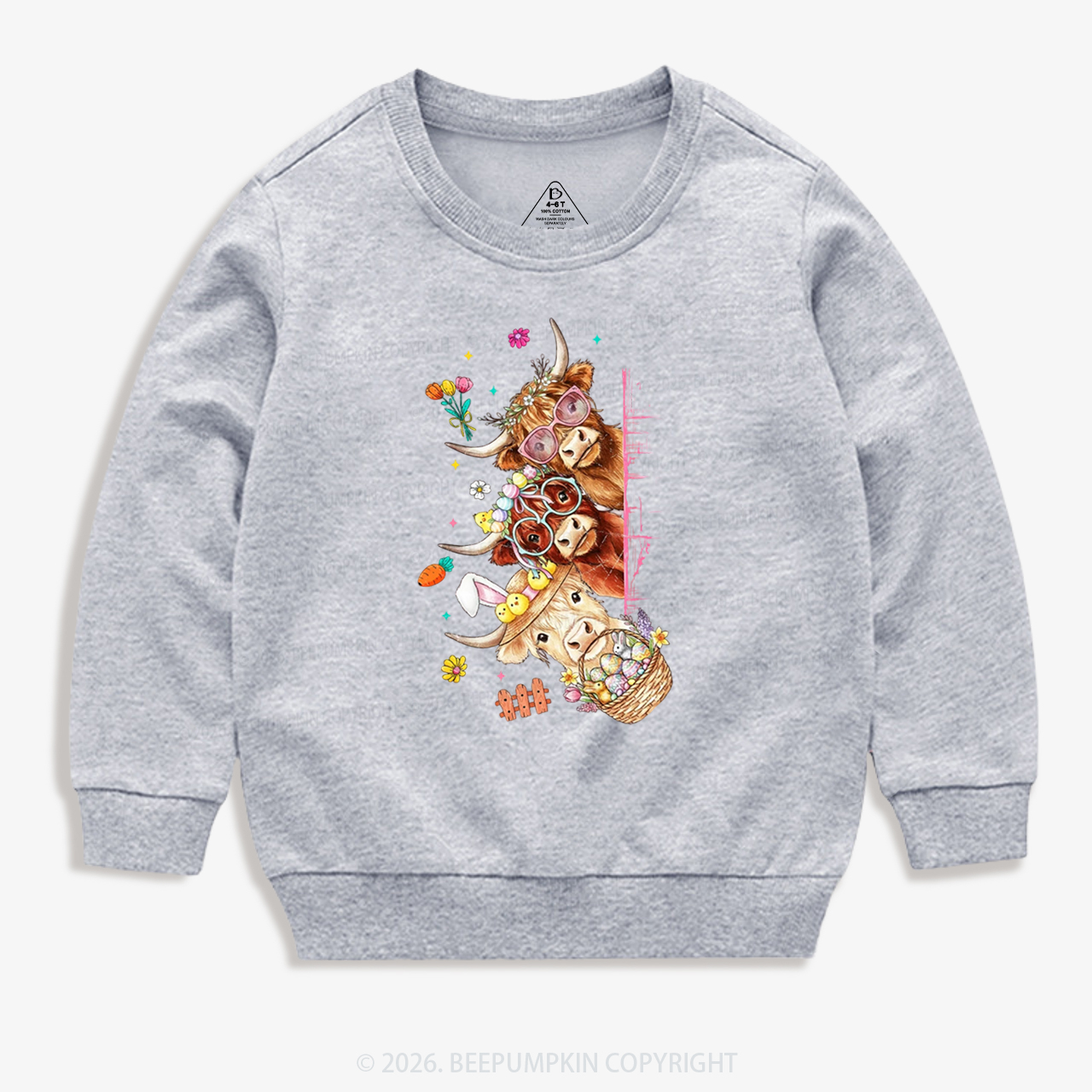 Easter Day Highland Cow&Bunny Kid's Sweatshirt