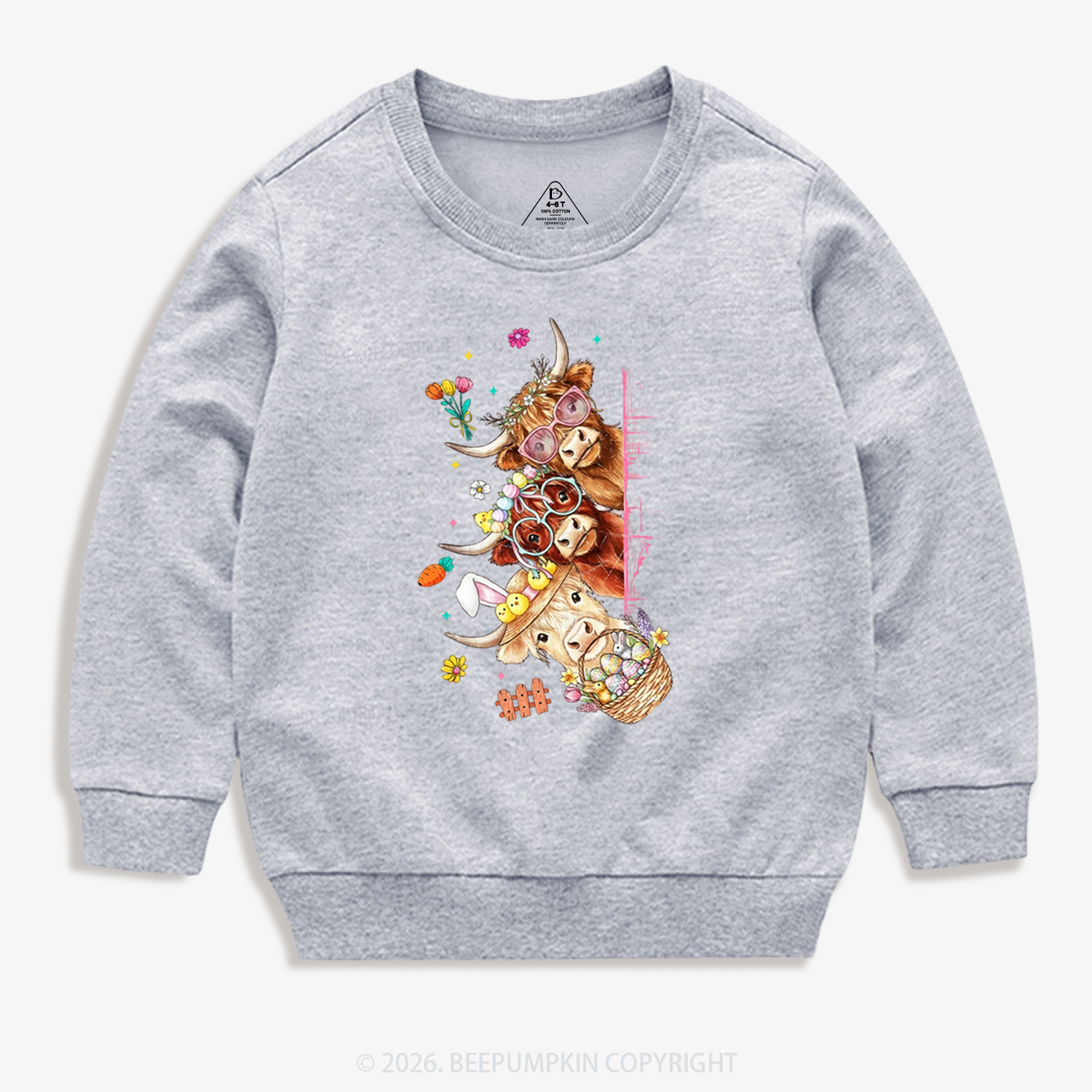 Easter Day Highland Cow&Bunny Kid's Sweatshirt