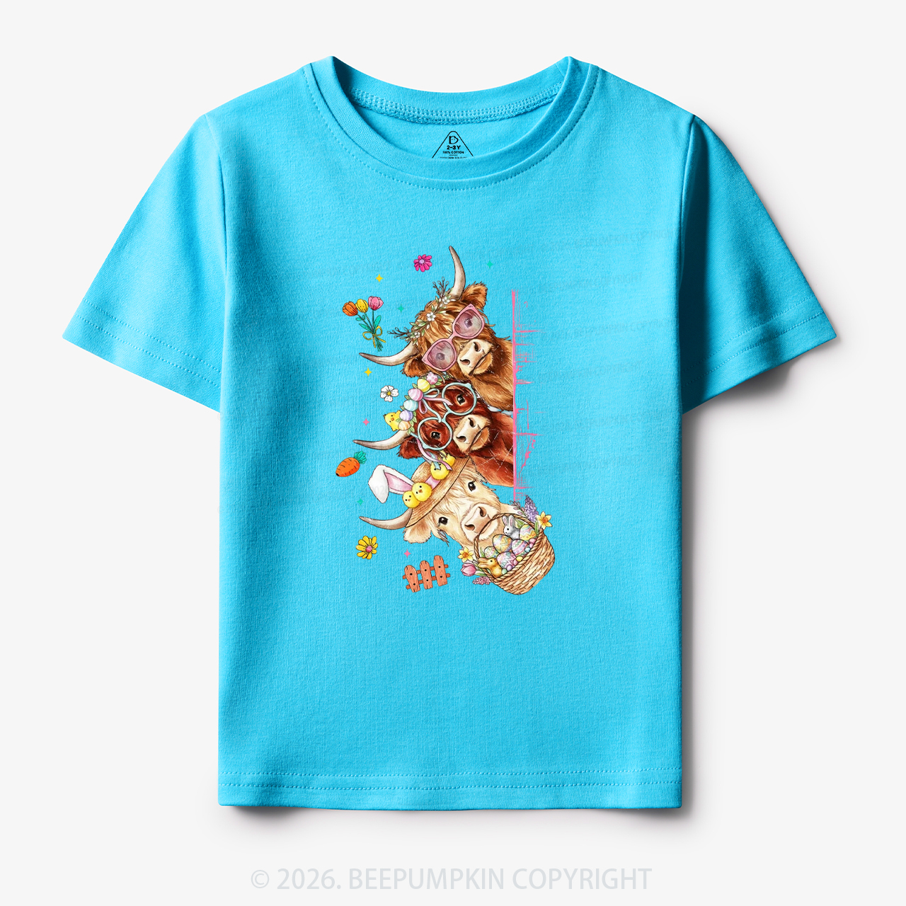 Easter Day Highland Cow&Bunny Toddler&Kid's Tees