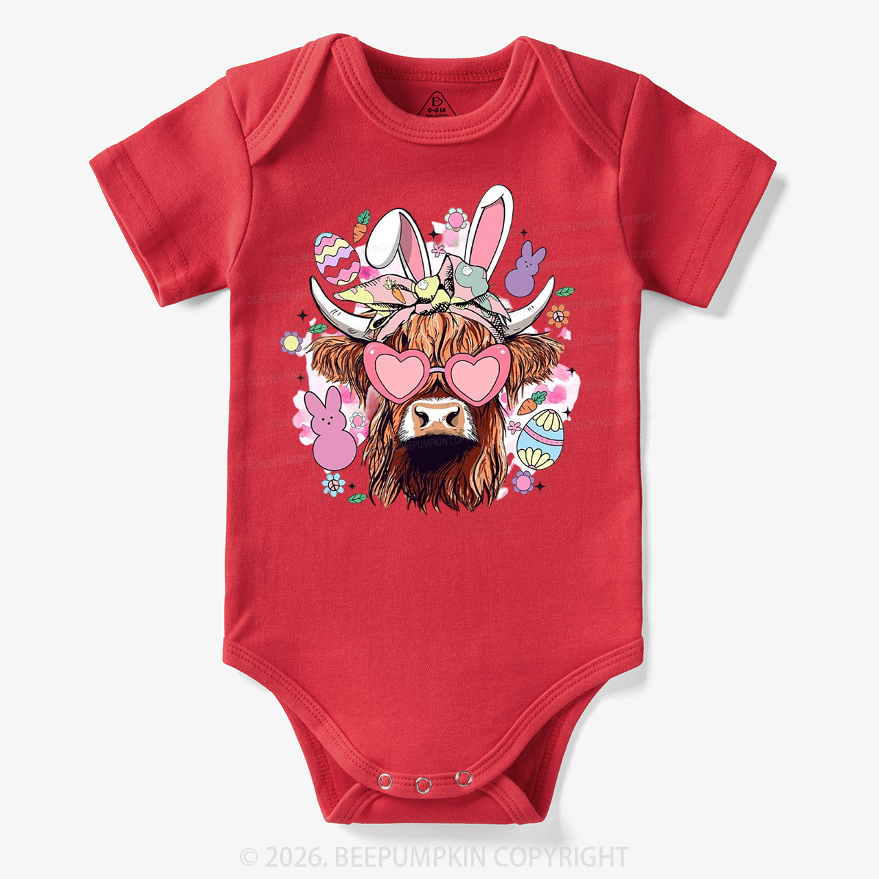 Easter Cute Highland Cow Bodysuit