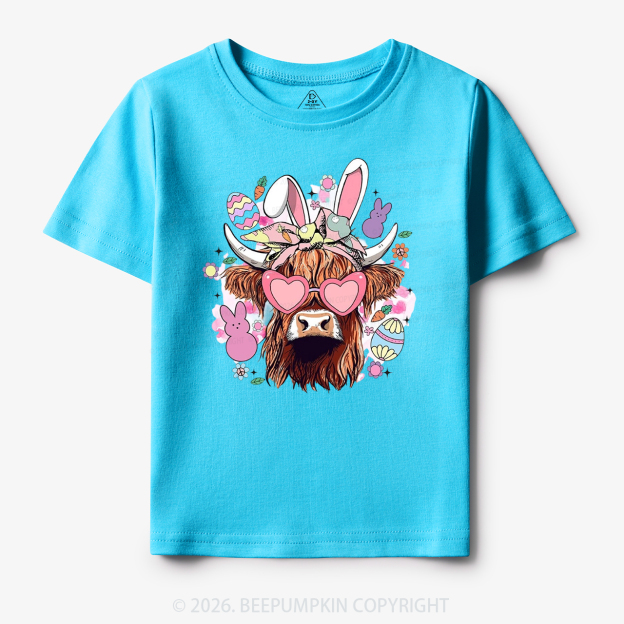 Easter Cute Highland Cow Toddler&Kid's Tees