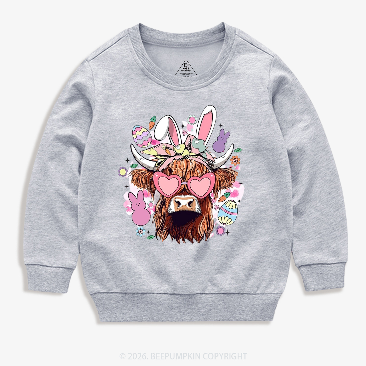 Easter Cute Highland Cow Kid's Sweatshirt