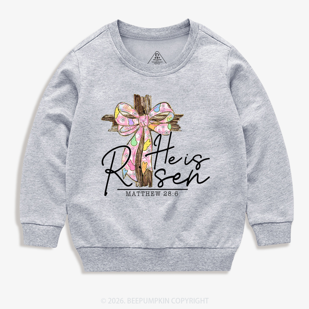 He Is Risen Easter Coquette Bow Kid's Sweatshirt