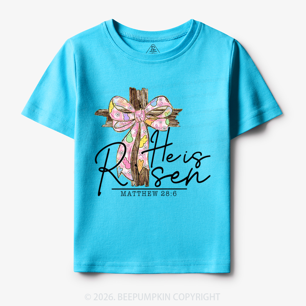 He Is Risen Easter Coquette Bow Toddler&Kid's Tees