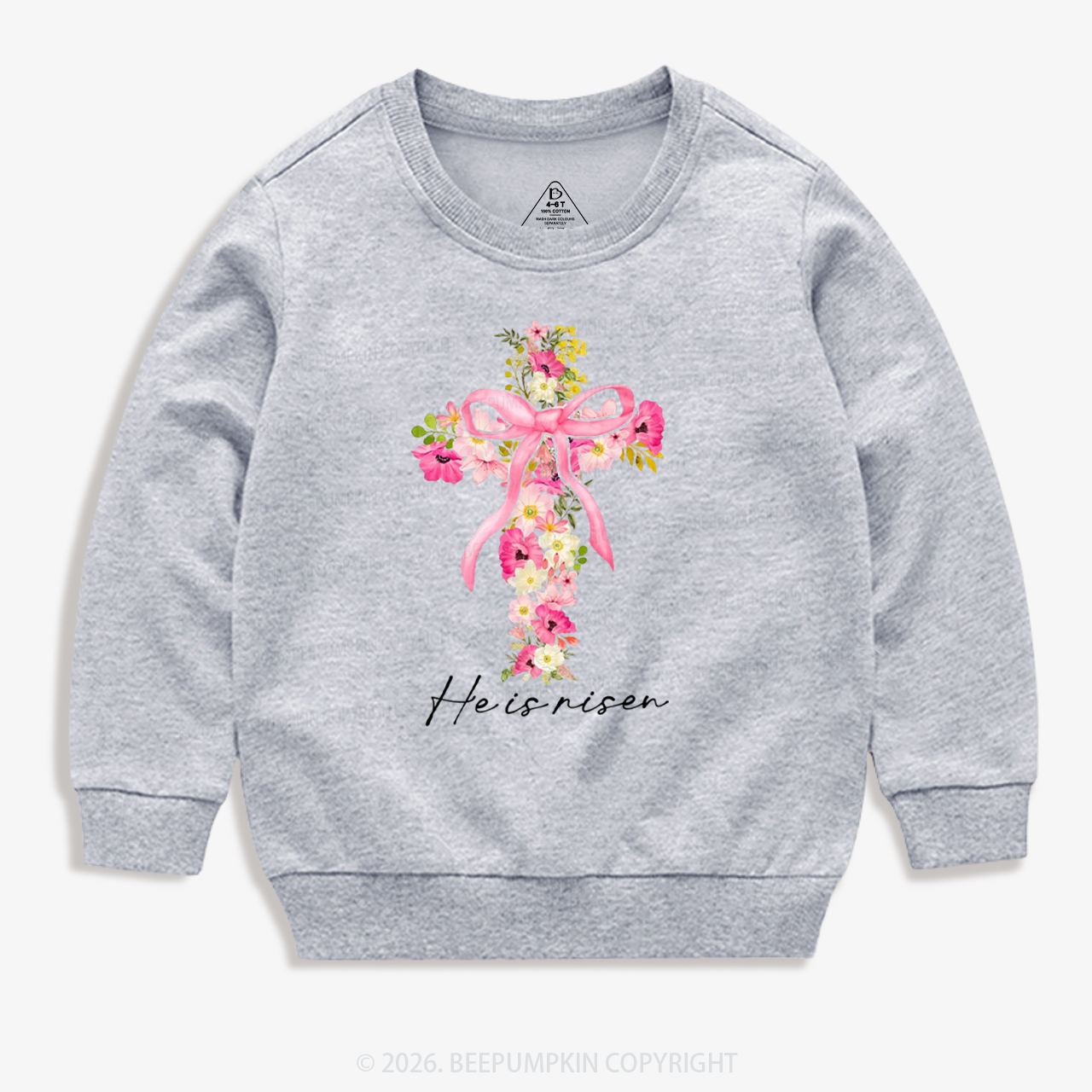 He Is Risen Easter Floral Kid's Sweatshirt