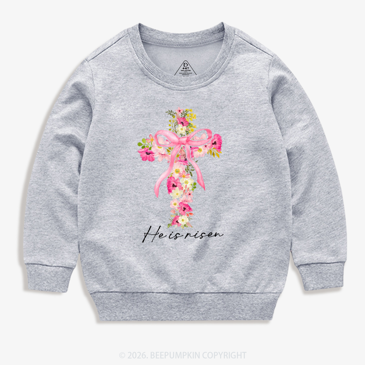 He Is Risen Easter Floral Kid's Sweatshirt
