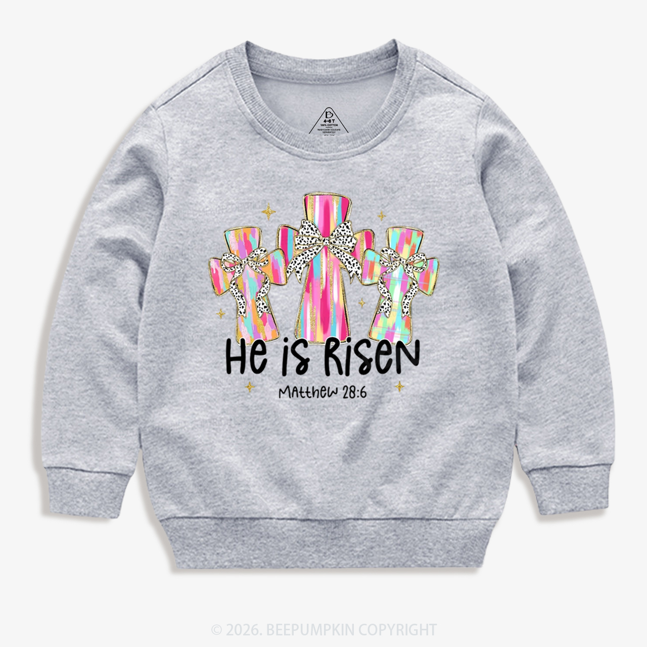 He Is Risen Easter Cross Kid's Sweatshirt