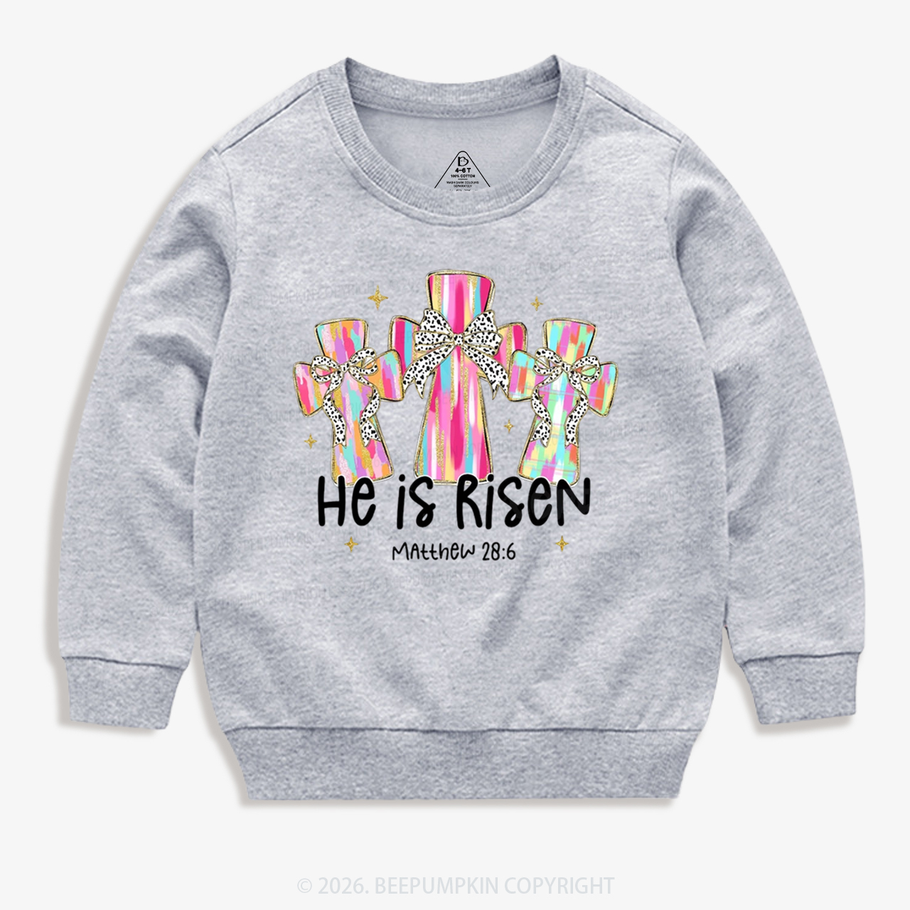 He Is Risen Easter Cross Kid's Sweatshirt