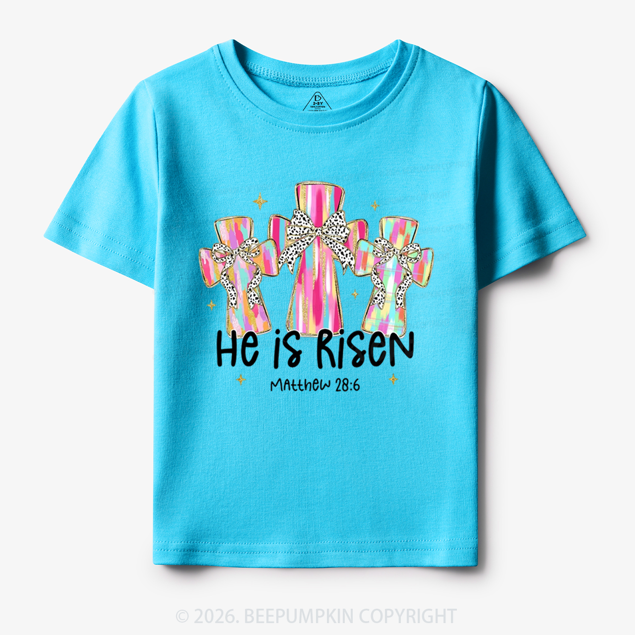 He Is Risen Easter Cross Toddler&Kid's Tees
